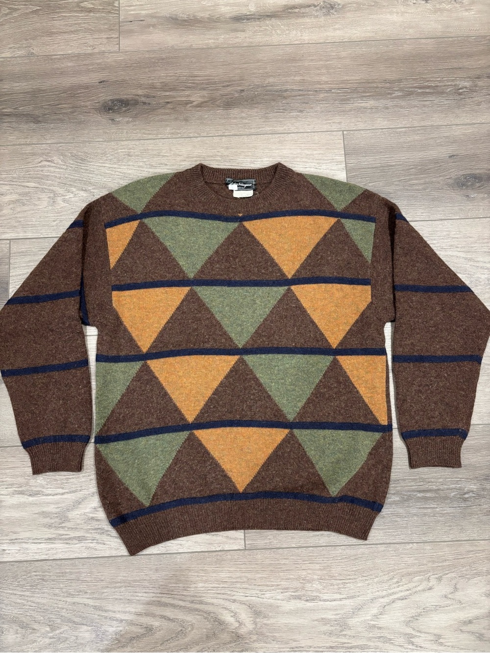 Salvatore Ferragamo wool cashmere Geometric Sweater L vintage
